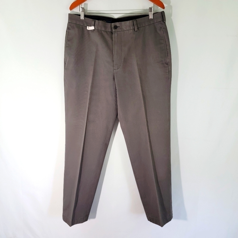 Brooks Brothers Advantage Chino Clark Men's Dress Pants Sz W36/L30 Gray Cotton